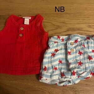 Cat & Jack Red Top and Blue Star Diaper Cover Set